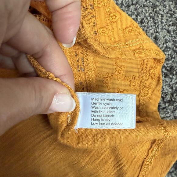 Anthropologie Eze Sur Mer Cotton Top Yellow, Long Sleeve, Size Small Boho NWT - Picture 9 of 12